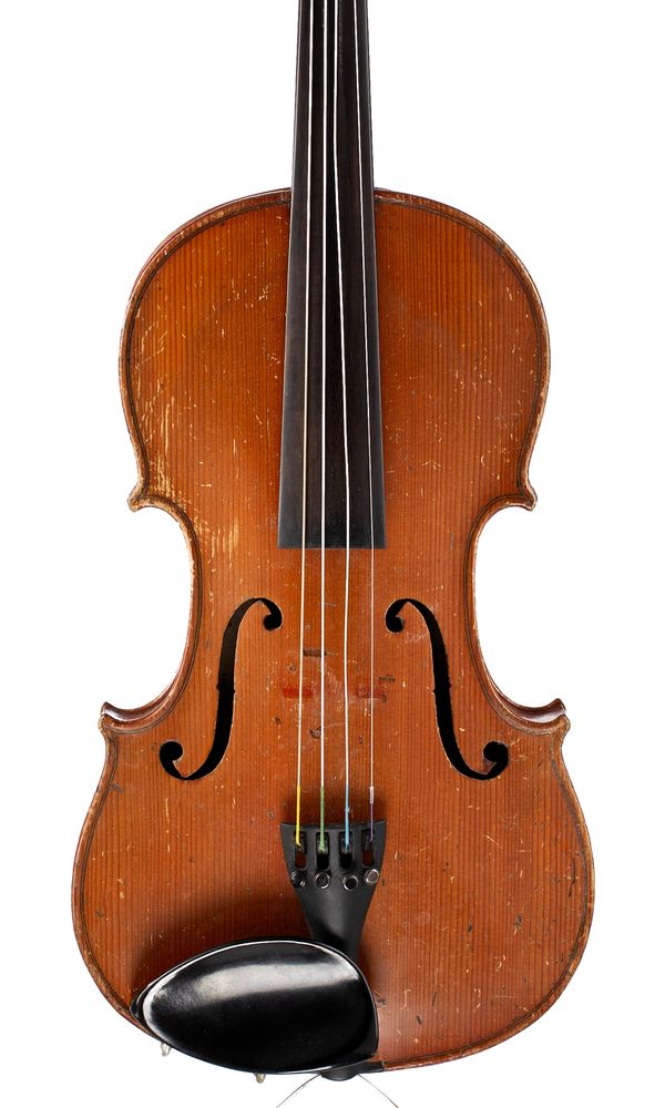 A violin, labelled The Ideal School Violin