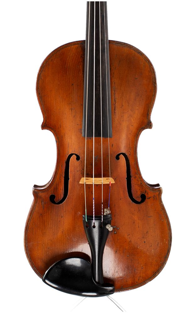 A violin, inscribed Woodhave North Shields