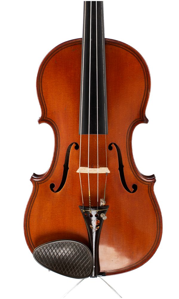 A violin, labelled The Apollo, Rushworth & Dreaper