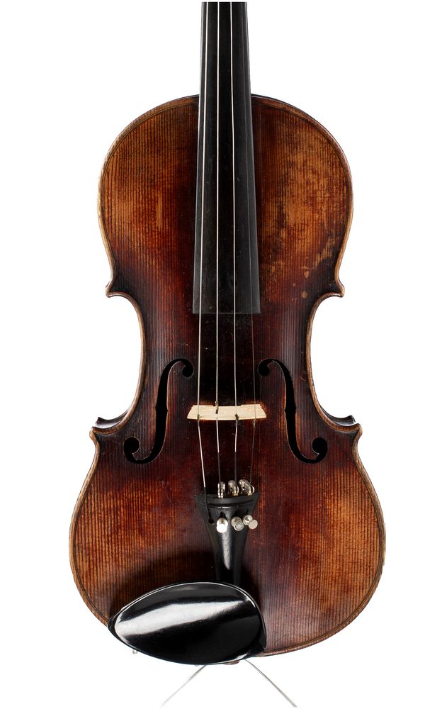 A violin, branded on button