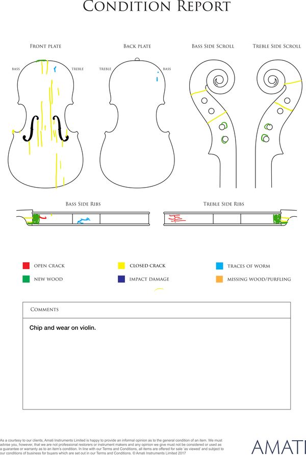A violin, Tyrol, 18th Century - condition report