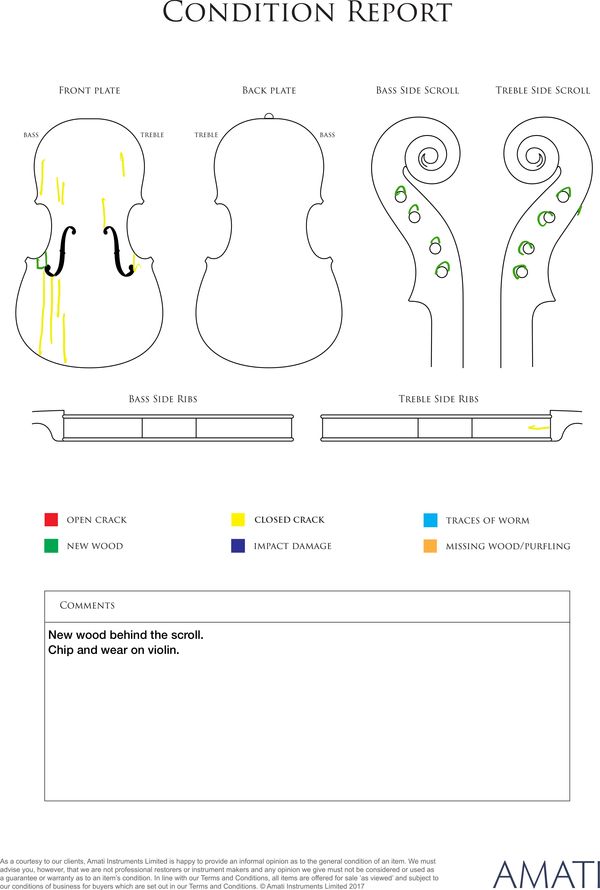 A violin, 19th Century - condition report
