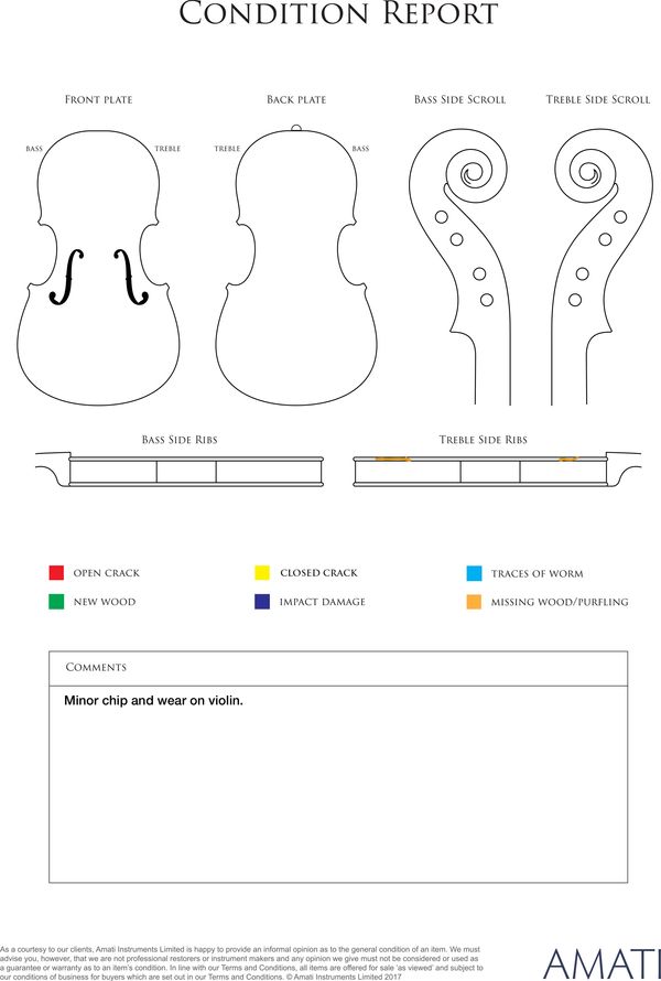 A violin, Workshop of Emile Mennesson, Paris, 1899 - condition report