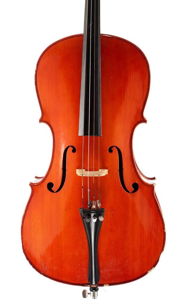 A half-sized cello, labelled The Stentor Student