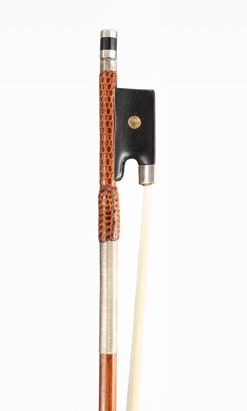 A silver-mounted violin bow, unbranded