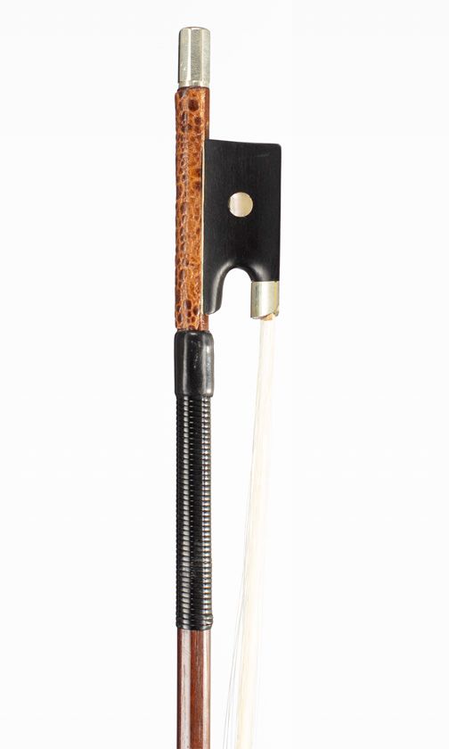 A nickel-mounted violin bow, unbranded