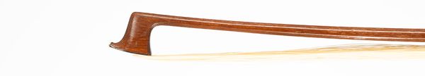A nickel-mounted violin bow, branded Tourte