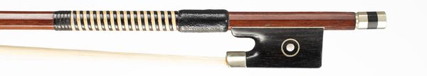 A nickel-mounted violin bow, unbranded