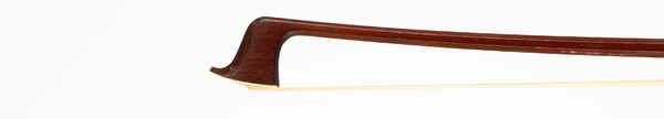 A nickel-mounted violin bow, branded Tourte