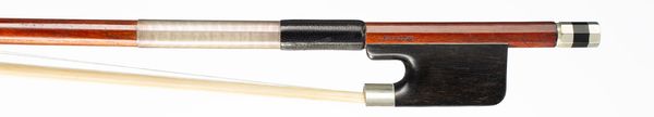 A nickle-mounted viola bow, branded Bernard