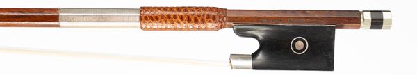 A nickel-mounted violin bow, branded Arthur Thoma