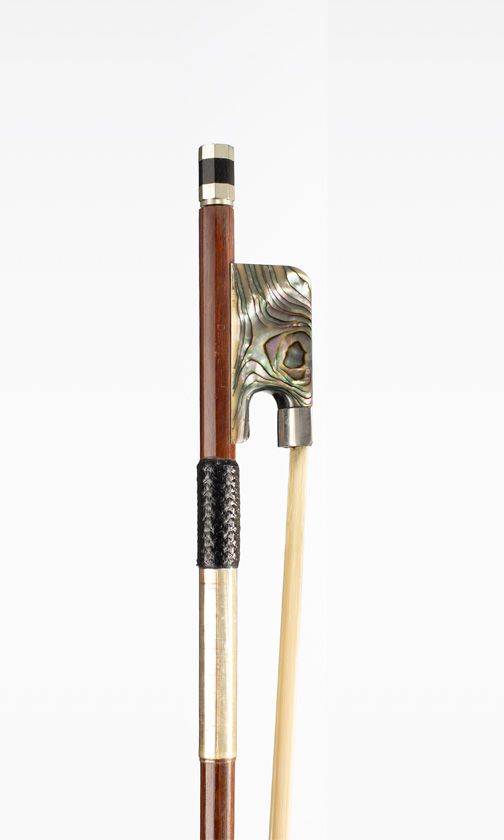 A nickel-mounted cello bow, unbranded