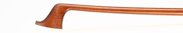A nickel-mounted cello bow, branded Eugen Roth