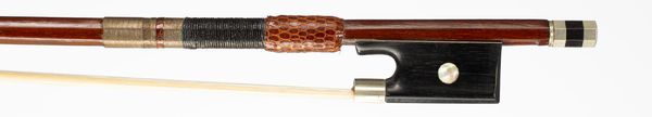 A nickel-mounted violin bow, unbranded