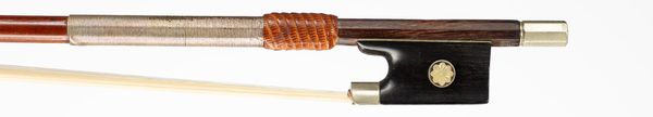 A nickel-mounted violin bow, unbranded
