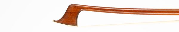 A nickel-mounted cello bow, branded Adolf Thoma