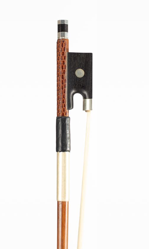 A nickel-mounted violin bow, unbranded