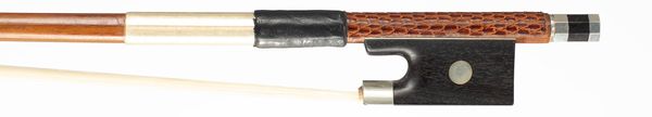 A nickel-mounted violin bow, unbranded