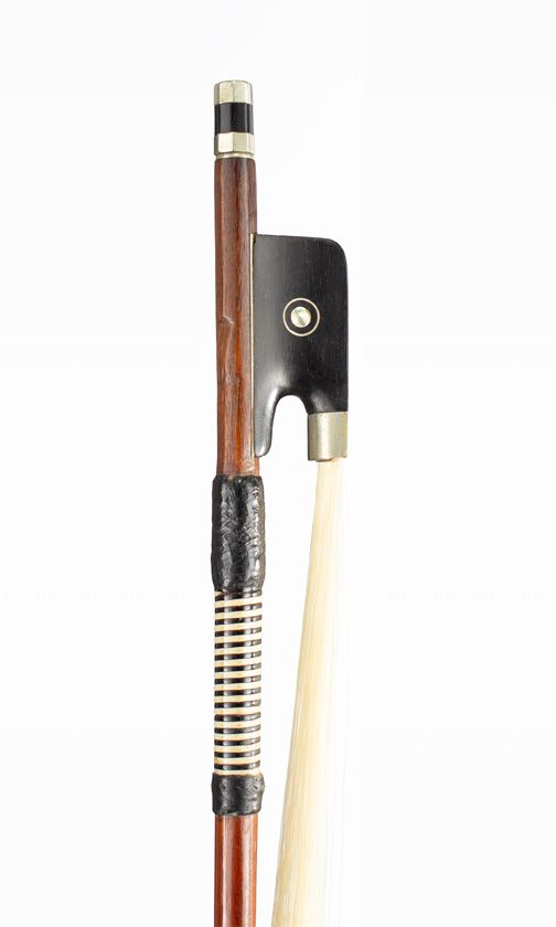 A nickel-mounted viola bow, unbranded