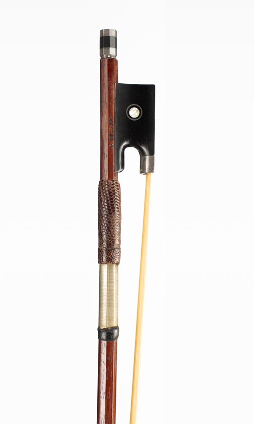 A silver-mounted viola bow, branded A Zeller