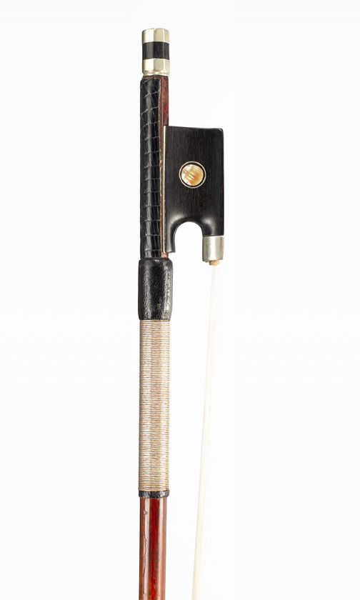 A nickel-mounted violin bow, unbranded
