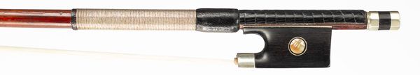 A nickel-mounted violin bow, unbranded