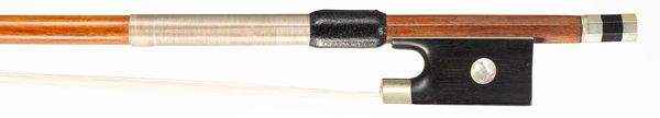 A nickel-mounted violin bow, unbranded