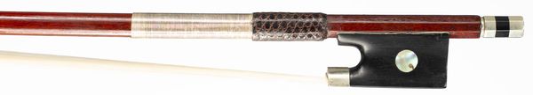 A nickel-mounted violin bow, unbranded