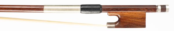 A silver-mounted violin bow, unbranded