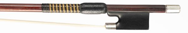 A silver-mounted violin bow, branded Albert Nurnberger