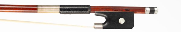 A silver-mounted viola bow, branded Christian Suss