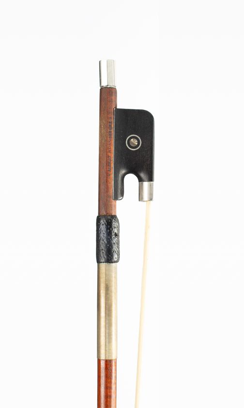 A silver-mounted viola bow, branded Albert Nurnberger