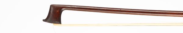 A nickel-mounted violin bow, branded Dodd