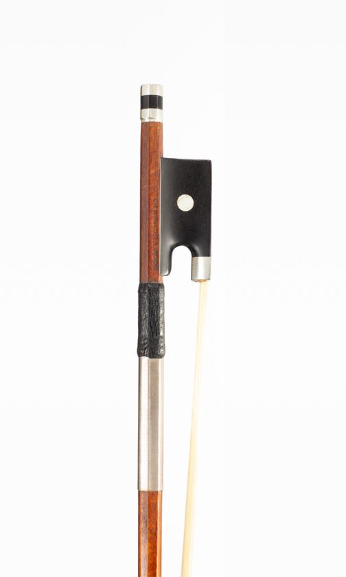 A silver-mounted violin bow, branded CH Husson A Paris