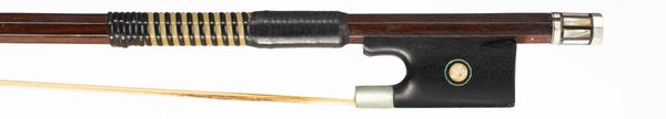 A nickel-mounted violin bow, unbranded