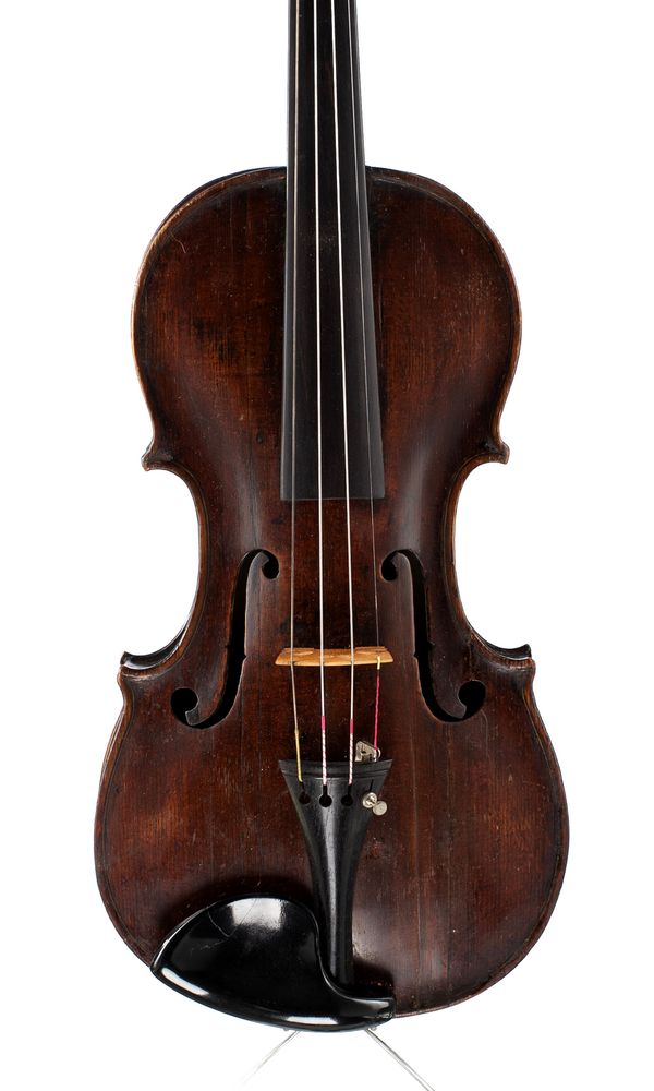 A violin, labelled Johan Adam...