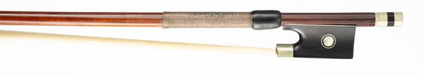 A nickel-mounted violin bow, unbranded