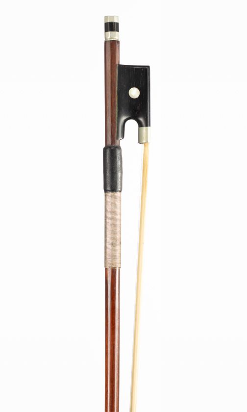 A nickel-mounted violin bow, unbranded