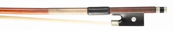 A nickel-mounted violin bow, branded C. Simonin