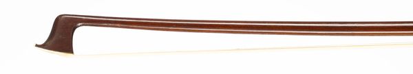 A nickel-mounted violin bow, branded Voibro