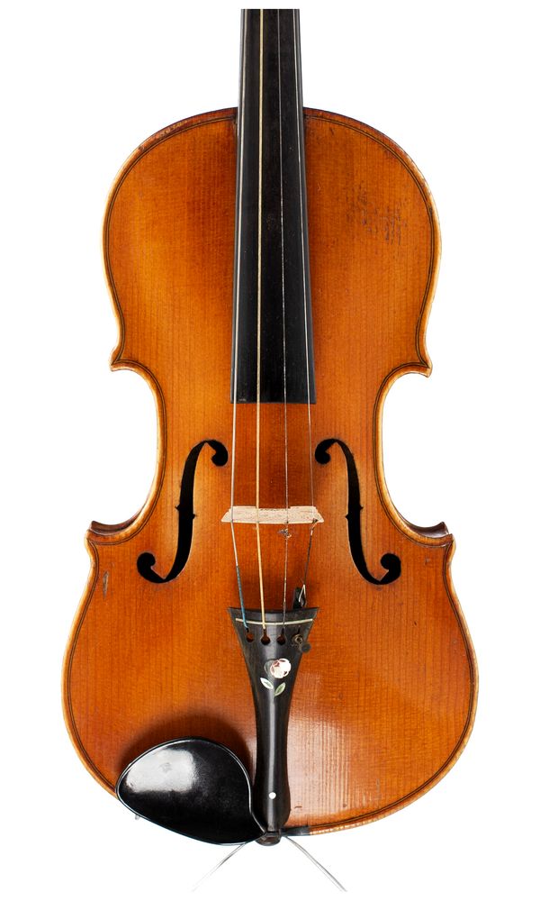 A violin, labelled Copy of Nicolaus Amatus