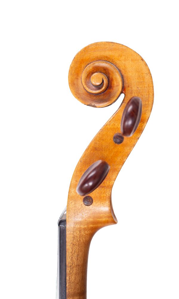 A violin by E. Stent, London, 1914 - scroll