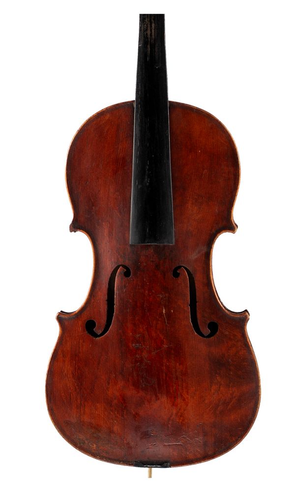 A three-quarter sized violin, labelled Medio Fino