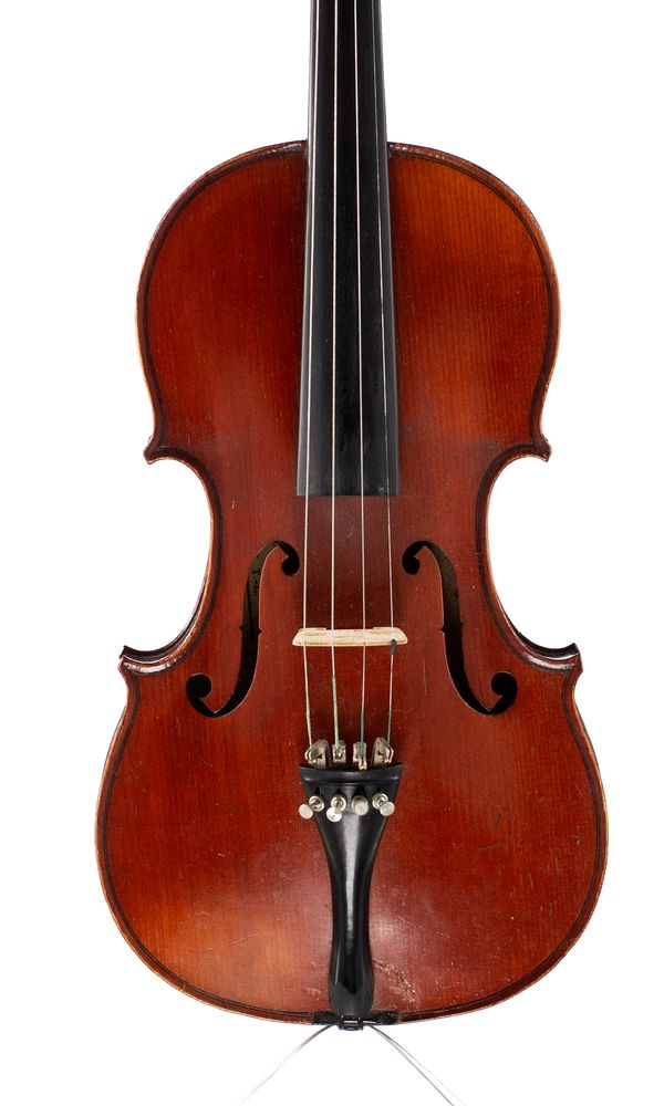 A violin, labelled Dulcis & Fortis - J. T. L.