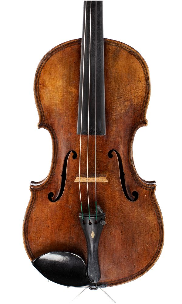 A violin, labelled Paolo Maggini