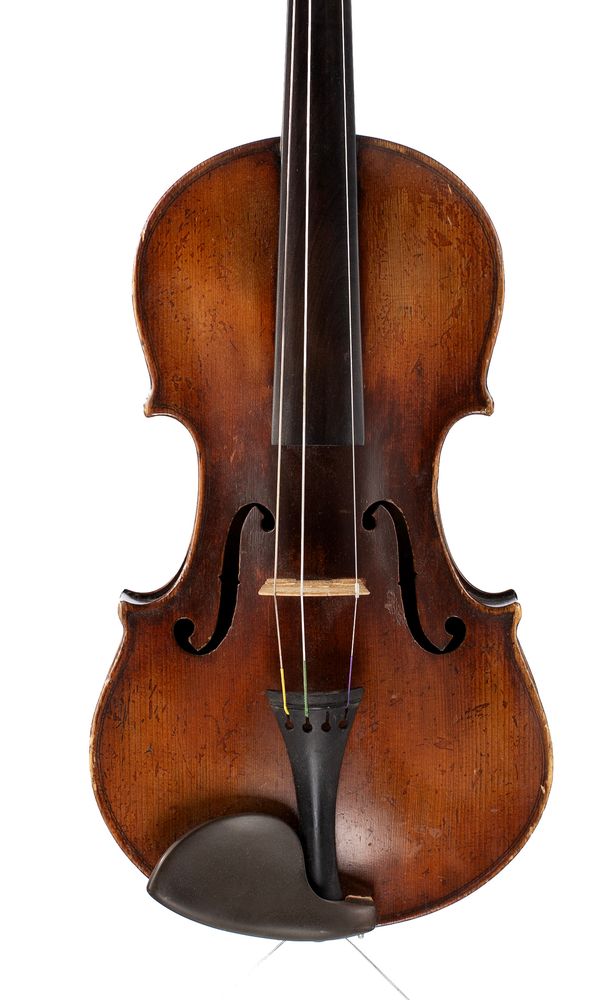 A violin, branded Duke [at button]