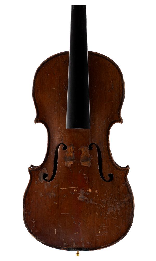 A three-quarter sized violin, labelled Antonius Stradivarius