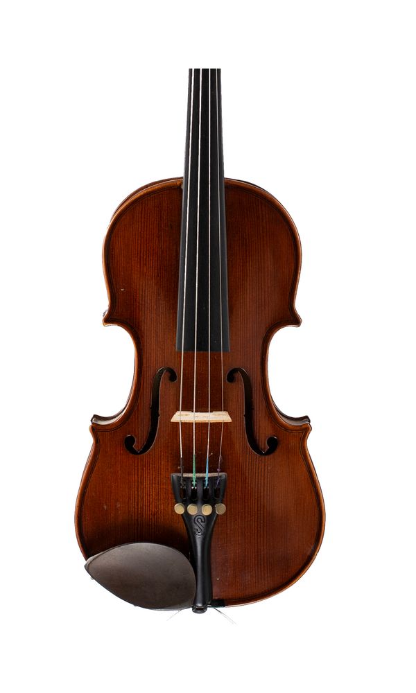 A quarter-sized violin, labelled The Stentor Student II