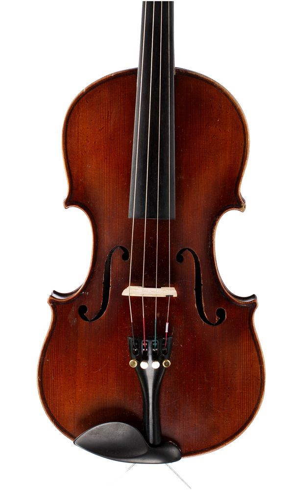 A violin, labelled Karl Fuchs