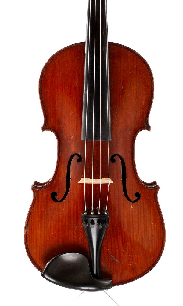 A violin, labelled Meinel & Herold